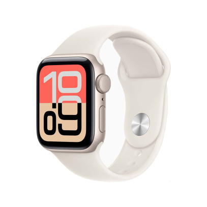 Apple Watch SE 3 (2025), 40 мм корпус из алюминия цвета «Starlight», ремешок Sport Band размера S/M цвета «Starlight»