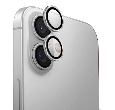 Защитное стекло для камеры iPhone 16/16 Plus UNIQ OPTIX Camera Lens AluGuard (IP6.1-6.7(2024)-ALENSSIL) Серебристый