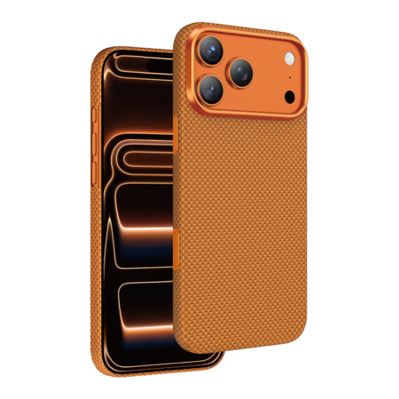 Чехол для iPhone 18 Pro/17 Pro с MagSafe KEEPHONE Kevlar Norra Шахматное плетение оранжевый