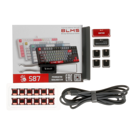 Клавиатура A4Tech Bloody S87 Energy, USB for gamer LED Механическая (S87 USB ENERGY RED) Чёрный/красный