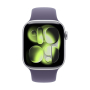 Apple Watch Series 11, 46 мм корпус из алюминия цвета «Silver», ремешок Sport Band размера S/M цвета «Purple Fog»