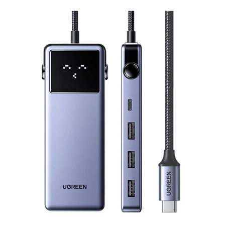 Хаб UGREEN USB-С 7в1 CM888 USB-C+3xUSB-A+HDMI 4K60Hz (45155) Gray, Серый