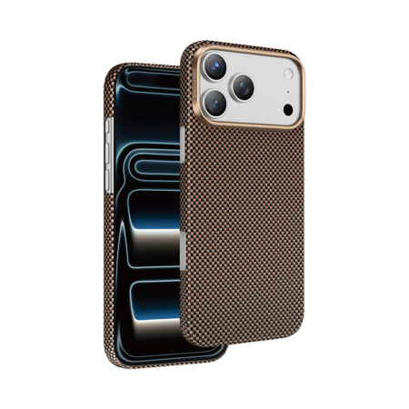 Чехол для iPhone 17 Pro с MagSafe KEEPHONE Kevlar Norra Шахматное плетение коричневый