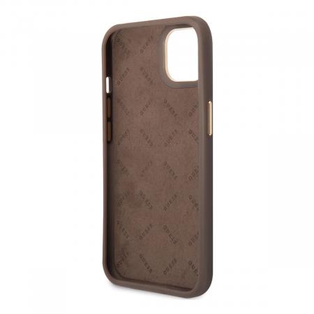 Чехол Guess для iPhone 14 Plus CG Mobile PU 4G Script metal logo Hard (GUHCP14MHG4SHW) Коричневый