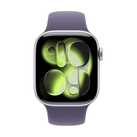 Apple Watch Series 11, 46 мм корпус из алюминия цвета «Silver», ремешок Sport Band размера M/L цвета «Purple Fog»