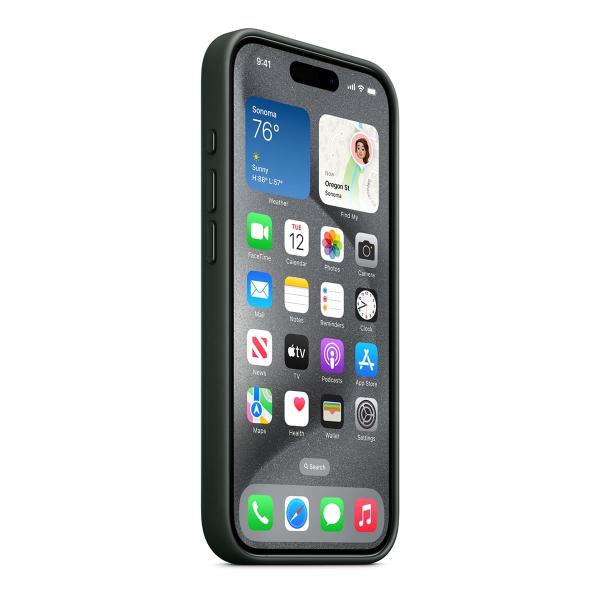 Чехол FineWoven Case для Apple iPhone 15 Pro с MagSafe Evergreen, зеленый