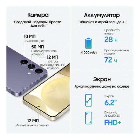 Samsung Galaxy S24 8/256Gb Onyx Black, чёрный